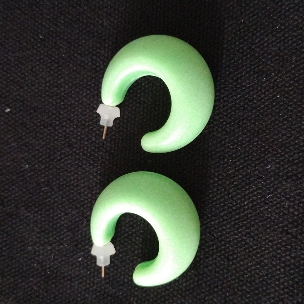 Chunky Light Green Resin Pierced Hoop Earrings